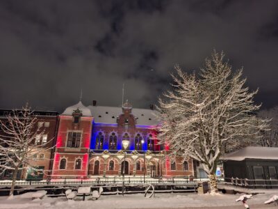 Uppsala city at night
